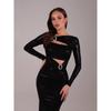 Autumn and Winter Fashion Temperament Long Sleeve Sexy Hollow Design Slim Dress