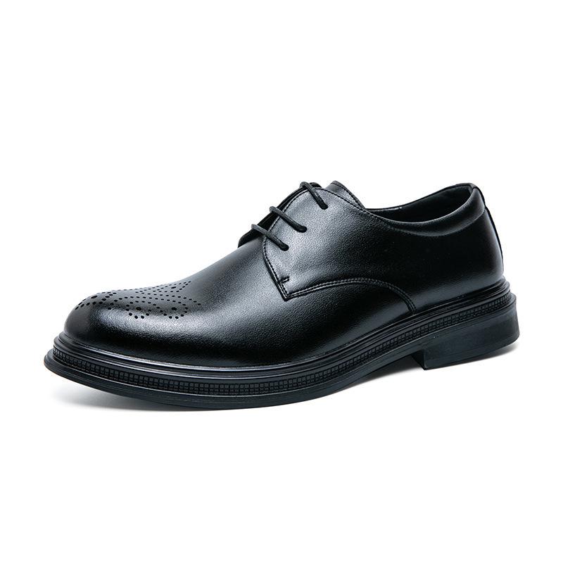 Men's Brogue Leather Shoes - Carved British Style for Spring/Autumn, Suitable for Business, Casual, and Wedding Events.
