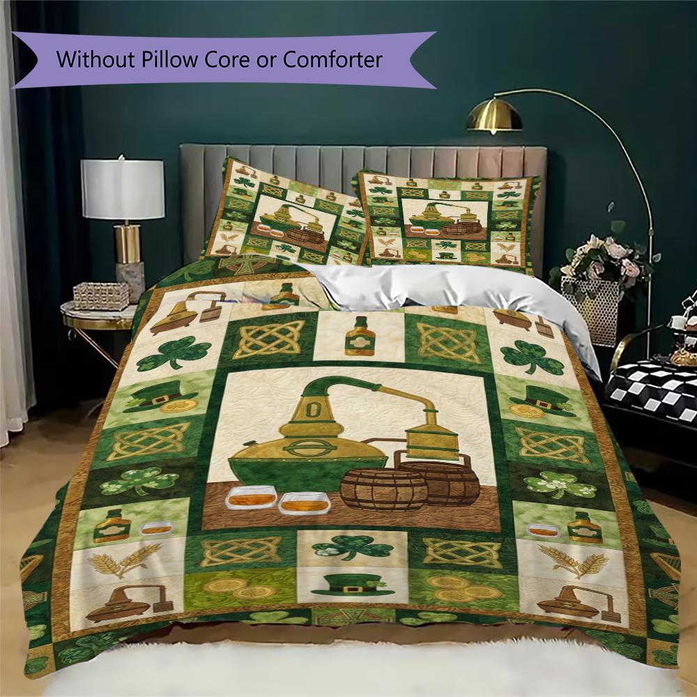 St.Patrick's Day Pattern Bedding uilt Set uilt Cover Pillowcase Home Decoration Birthday Gift (1 * duvet cover + 2 * pillowcase without core)74