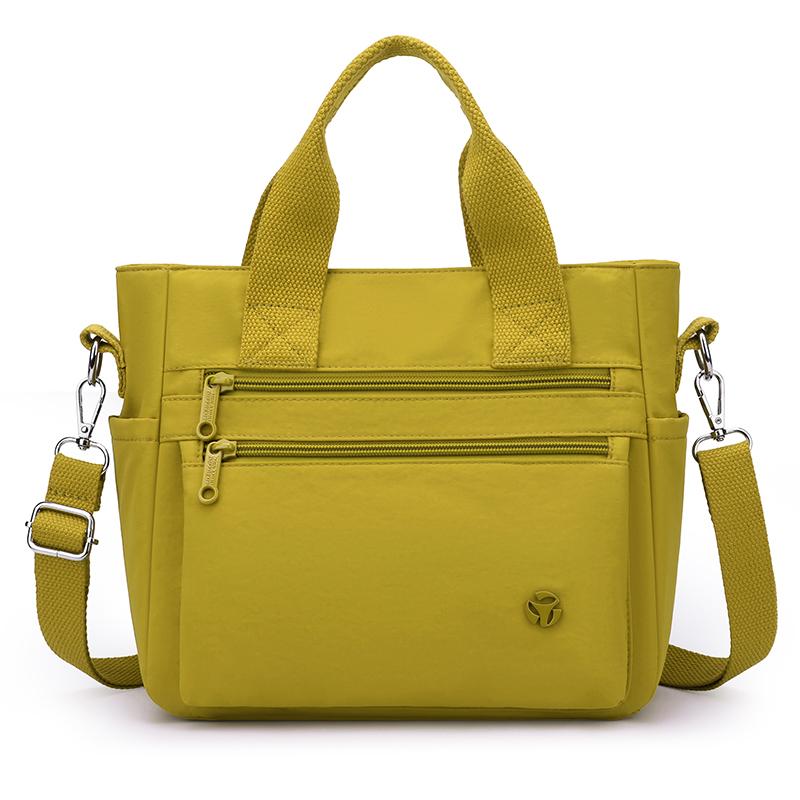 Borsa Tote Versatile in Nylon con Tasche Multiple con Zip Tracolla Regolabile Borsa a Spalla Casual per Donne Quotidiana