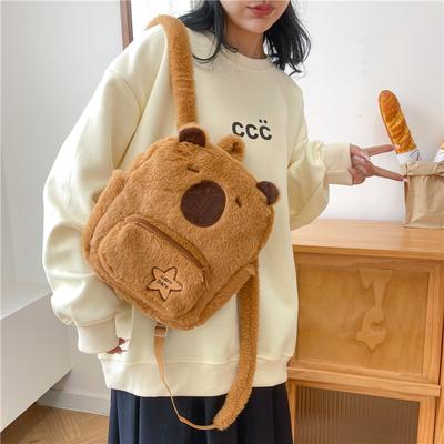 Capibara Plush Capybara Backpack Bag Cute Student Versatile Hair Bag Ins Soft Girl Storage Small Backpack