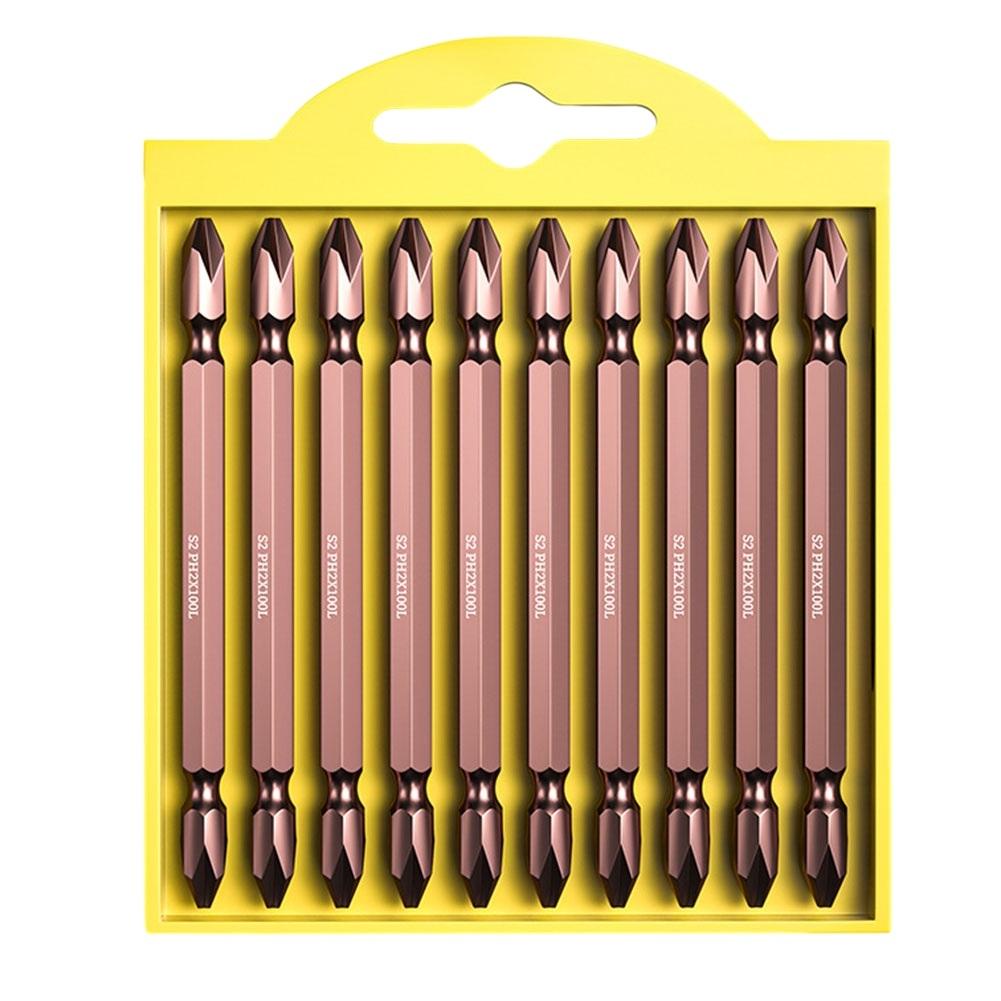 10pc Electric Screwdriver Bit Alloy Steel 100mm Bits PH2 Double Head Drill Bit
