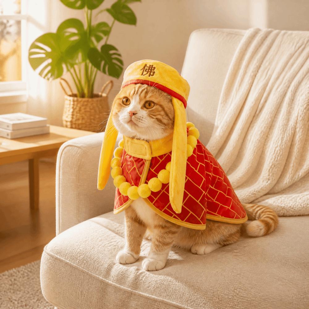 Adjustable Cat Cosplay Costume Soft Pet Cloak Scarf Funny Pet Monks Outfit Cosplay Party
