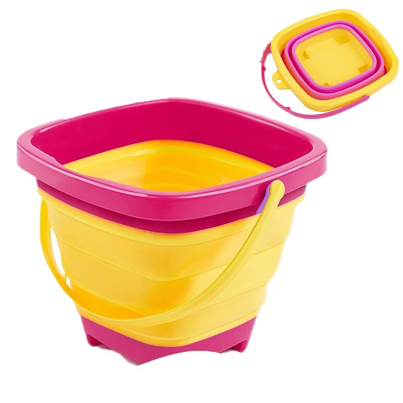 Children Outdoor Portable Foldable Soft Rubber Bucket Beach Toy Summer Travel Beach Beach Bucket Play Sand Tool