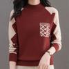 Navava Women Daily Heart Color Point Half Turtleneck Long Sleeve Knit Tee Nk3437