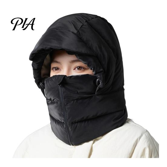 Cold Wind Protection Hat Women Winter Balaclava Hat, Wind-Resistant Zipper Face Mask for Thickened Scarf Weather, Thermal Hooded Scraf Outdoor