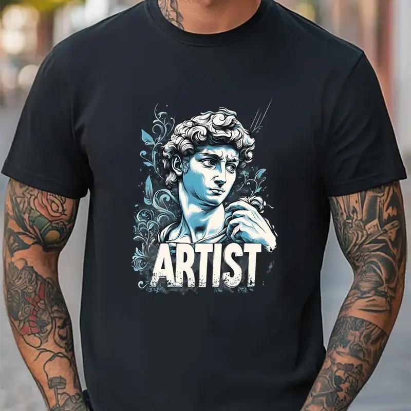 

Artist Statue Art Graphic Unisex T Shirt Women Men Trendy Tee Casual T shirt 5XL різнокольоровий