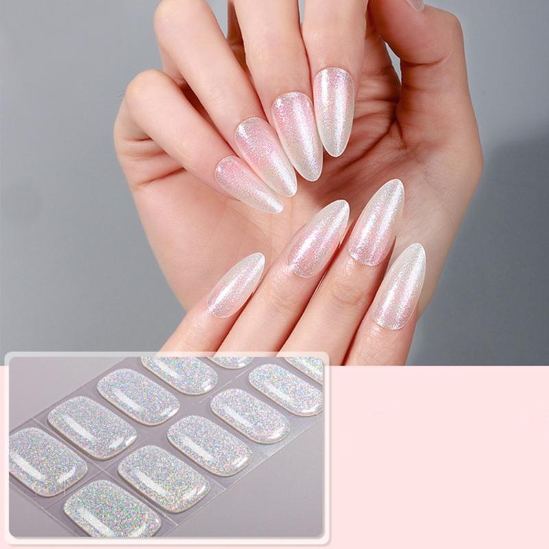 1Set Gel Nail Stickers 22pcs Color Variety Nail Art Set Full Nails Wraps for Women Easy to Apply