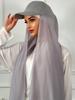 New Colors Chiffon Hijab With Base Ball Cap Summer Sports Cap With Chiffon Hijabs Ready To Wear Instant Chiffon Sport Hijabs