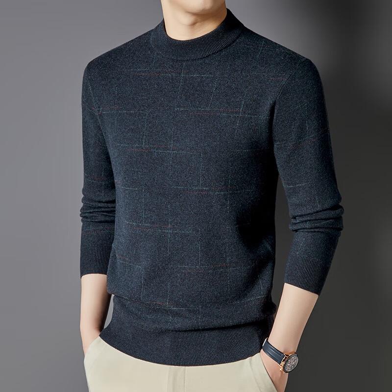 Yiliteng Men's 100% Wool Round Neck Pullover Sweater