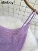 Blue/purple Summer Knit Sexy Strap Dress Women Tank Elatic Waist Bodycon Sundress Female Beach Split Backless Maxi Long Dress
