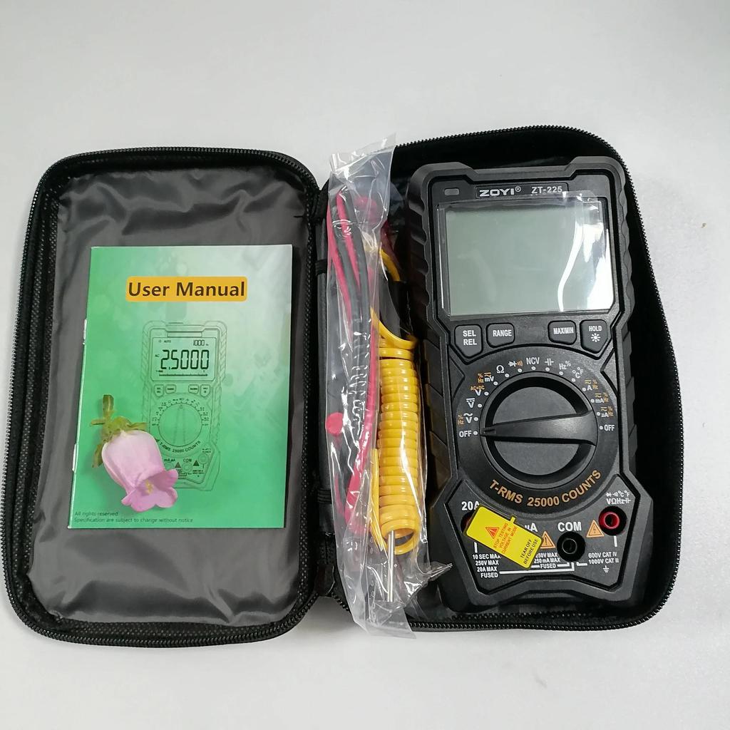 Portable ZOYI ZT-225 Digital Multimeter AC DC Voltage Resistance On Off Capacitance Frequency Diode Duty Cycle Temperature Teste 6