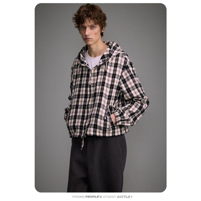 Giacca con cappuccio a quadri retrò da uomo CATTEE - Moda casual primaverile