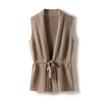 2026 Autumn/Winter 100% Wool Sleeveless Knit Vest Cardigan with Tie