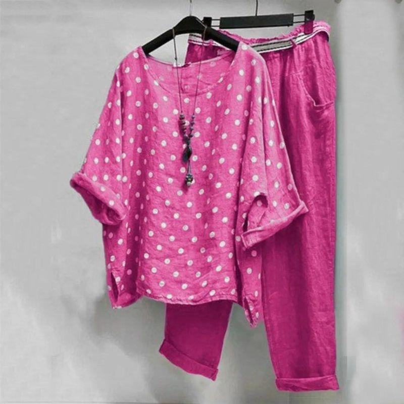 

Printed Top and Pants Two-Piece Sets Women Print Top Pants Two-piece Set Hot Pink M