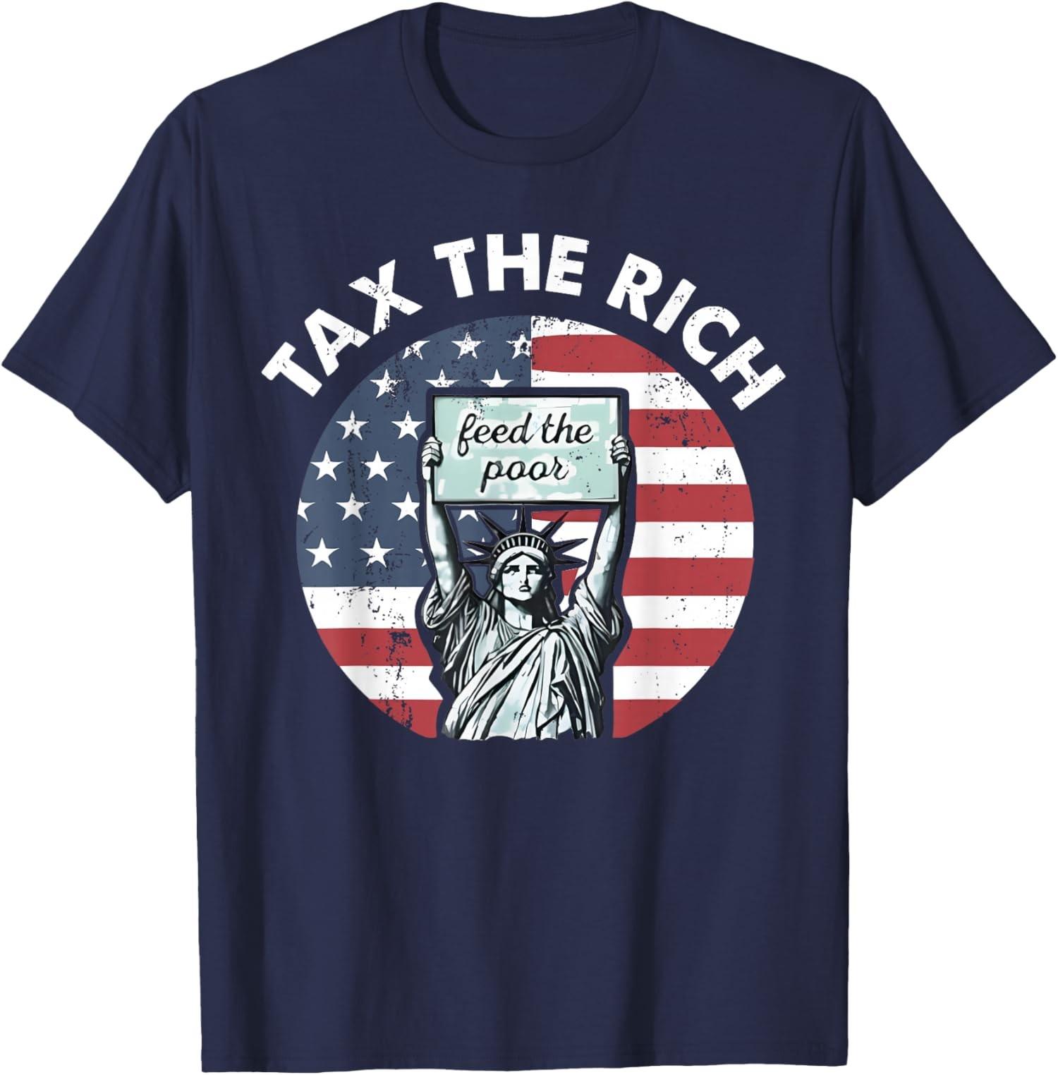 Vintage Tax The Rich Feed The Poor Flag Usa Help T-Shirt S разноцветный