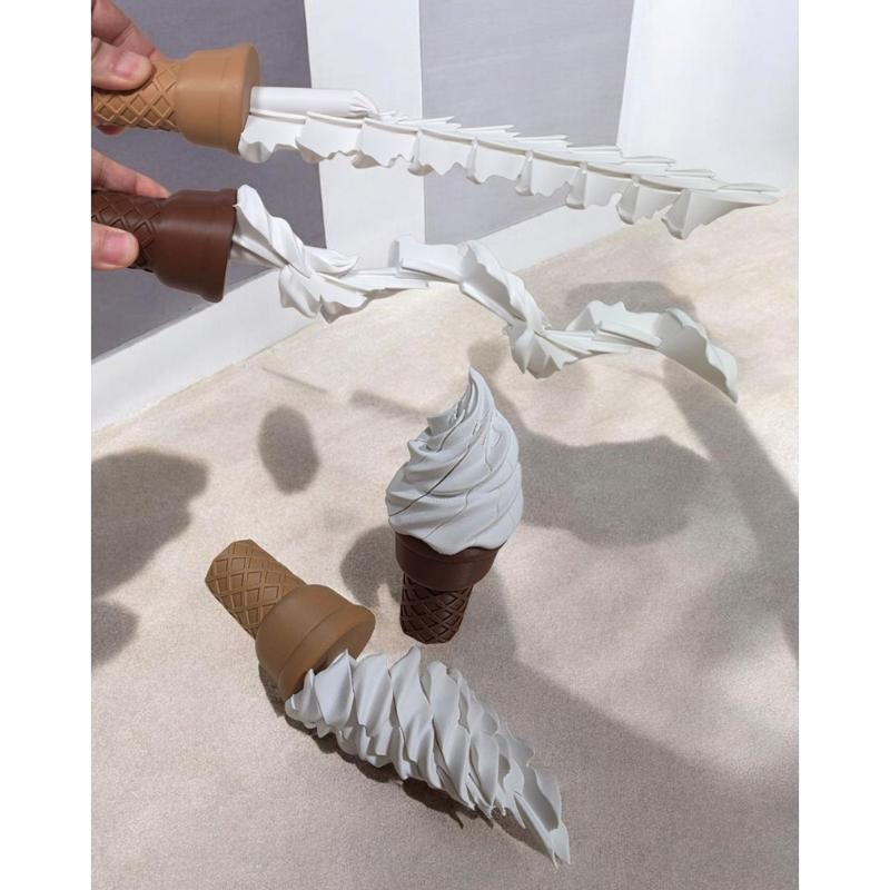 Ice Cream Desk Decors Toy, Stretchable 3D Printed Stress Relief Sensory Fidgeting Figurine for Students, Work Desks, and Shelf Display