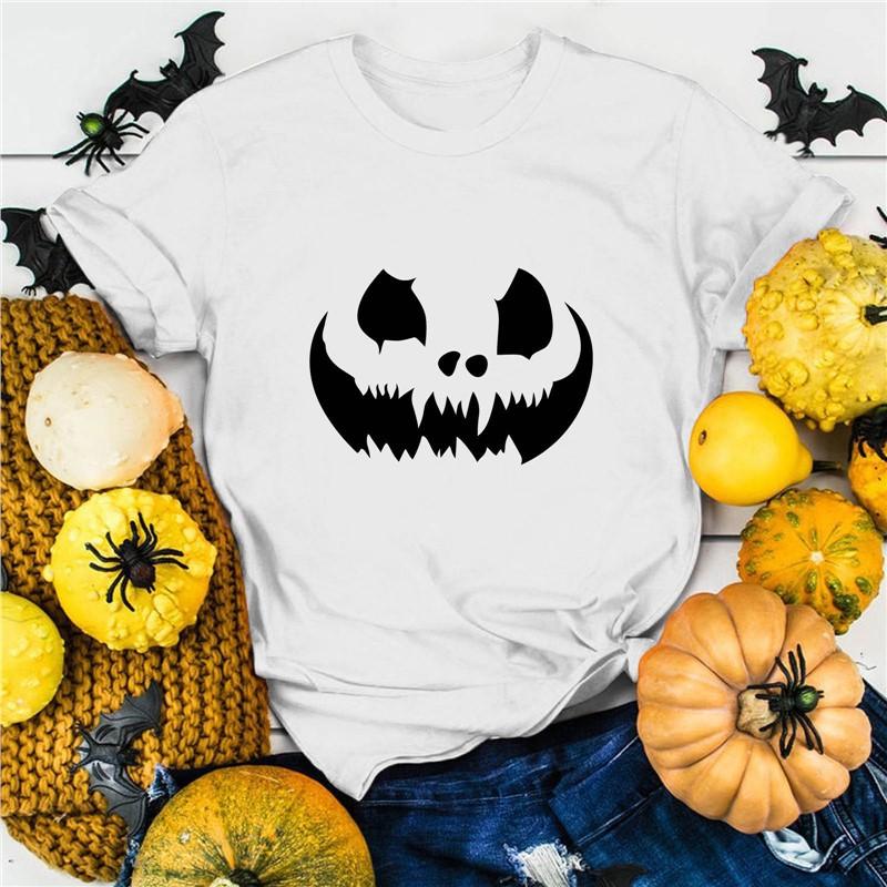 Halloween Pure Cotton Printed Unisexs and Womens Summer Personalized Short Sleeved New Fashion Trend Loose Casual Tshirt
