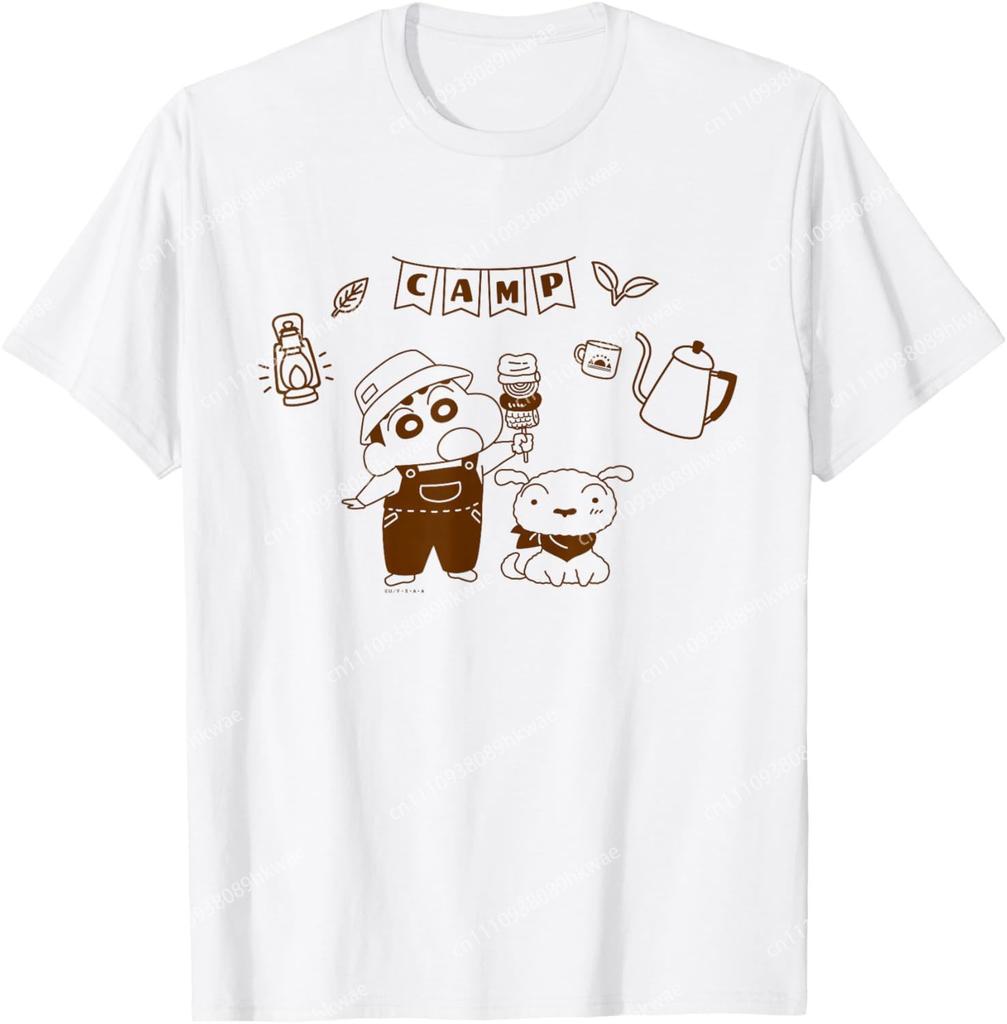 Crayon Shinchan Nohara Family Camp Shinchan and Shiro Fashion Casual Funny TShirt S6XL