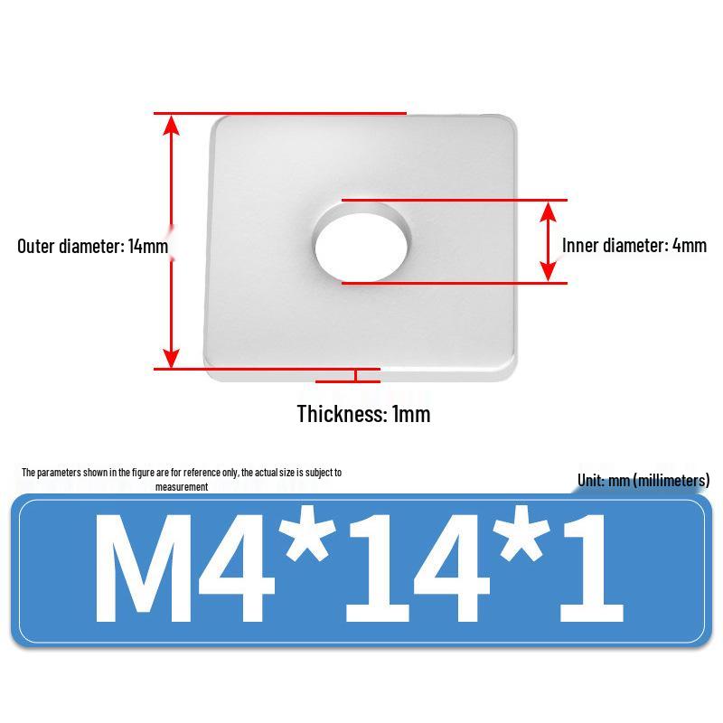 304 Stainless Steel Thickened Square Flat Washers M4-M24