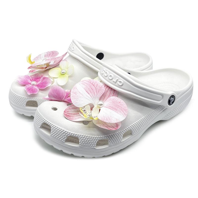 Crocs Classic clog EIGHT% Phalaenopsis Elegant Fresh Trendy Comfortable Gift Bag Edition Unisex White