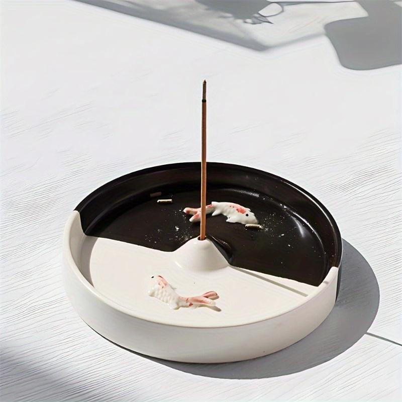 

Incense Holder Minimalist Circular Incense Burner for Cone or Stick Incense Ceramic Ash Catcher Handmade Incense Stick Burner