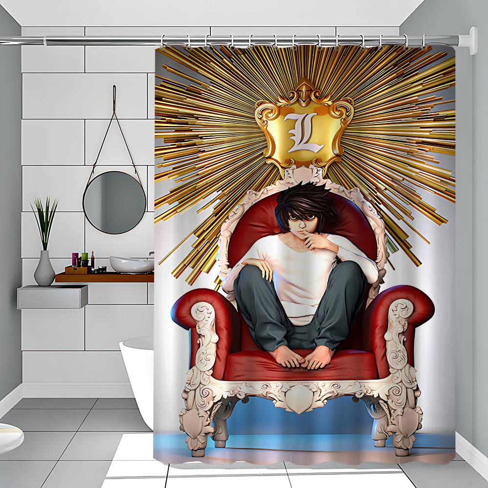 DEATH NOTE Polyester Duschdraperi Vattentät Rostbeständig Genomföringar Lättskött Torka Ren Hållbar