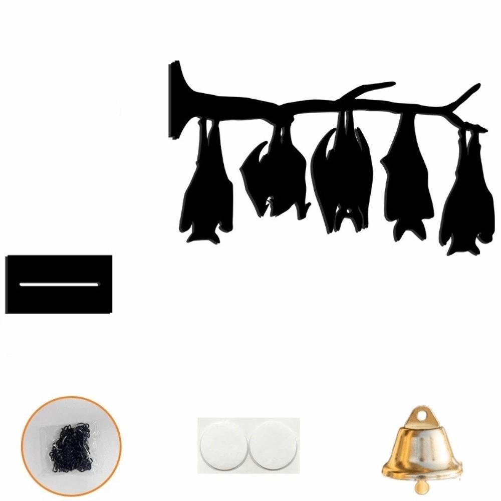with Bell Inverted Branch Bat Wind Chime Spooky Hanging Door Bell Halloween Wind Chime Garden