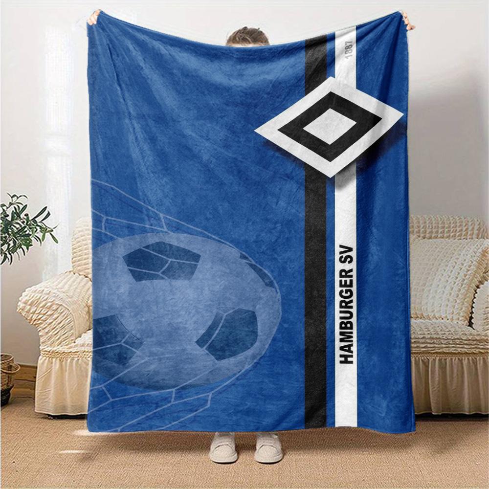 Hamburger SV Logo Aufdruck Flanelldecke Hohe Qualität Warm Bequem Decke für Alle Jahreszeiten Perfekt für Geschenke Heimdekoration