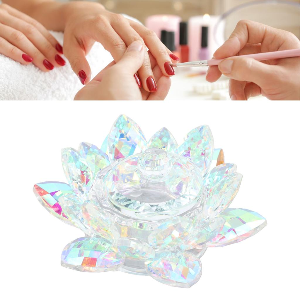 Flower Shape Nail Art Dappen Dish Glass Tealight Candle Holder Candlestick Decor With Lid Non Slip Bottom