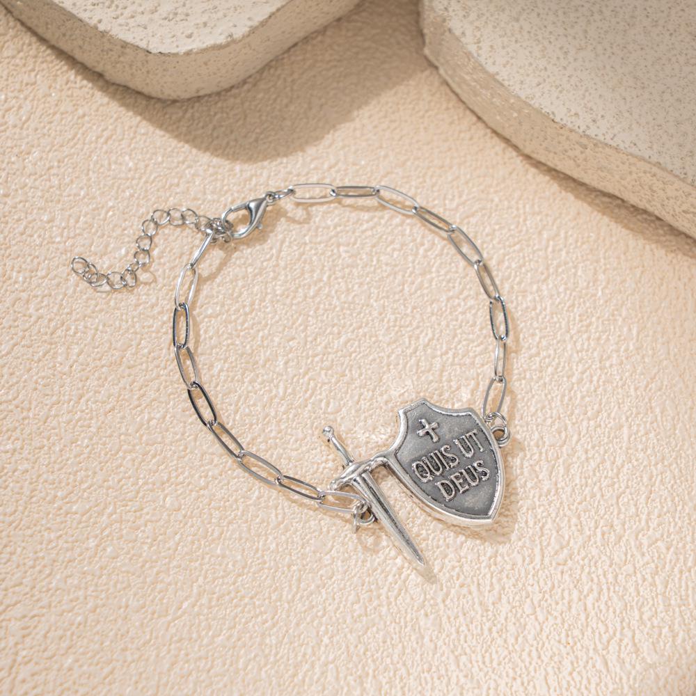 Межгосударственный Браслет-Щит Меч из Сплава Религиозный Electroplated