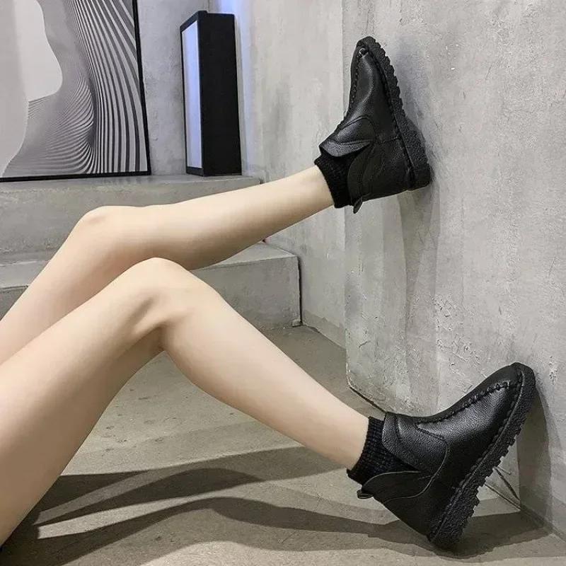 Fashion Autumn Female Ankle Shoes Elegant With Low Heels Anti Slip Fashion Ladies Booties Snow Boots Comfrtable Winter 2024 Novelty Y2k