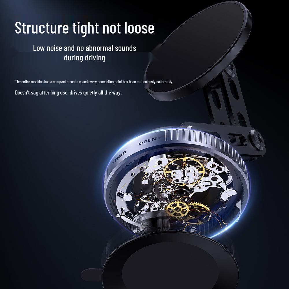 Foldable Rotating Aluminum Magnetic Car Phone Holder with Double-Sided Suction for Navigation