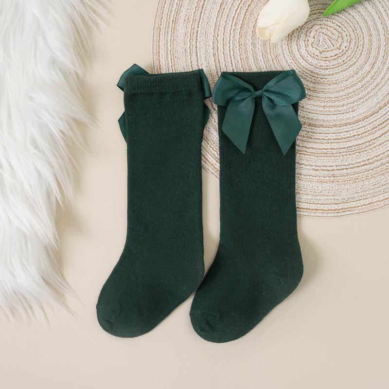 Șosete pentru bebeluși și copii mici de marcă nouă, toamnă iarnă, șosete lungi până la genunchi pentru copii fete, bumbac cu fundă mare, stil spaniol, șosete de podea pentru copii