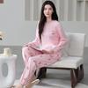 Ensemble de Pyjama pour Femme 100% Coton – Respirant, Absorbant la Sueur, Manches Longues Col Rond pour Porter à l'Intérieur et à l'Extérieur (Automne hiver)