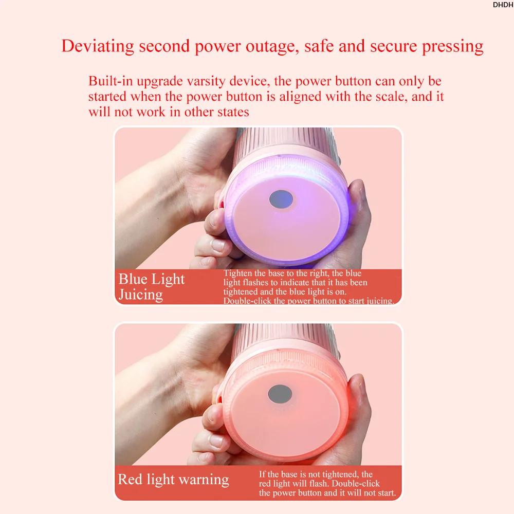 Mini odšťavňovač Přenosný dobíjecí mixér Elektrický USB odšťavňovač na čerstvé ovoce 6-čepelkový Smoothie výrobník ledu