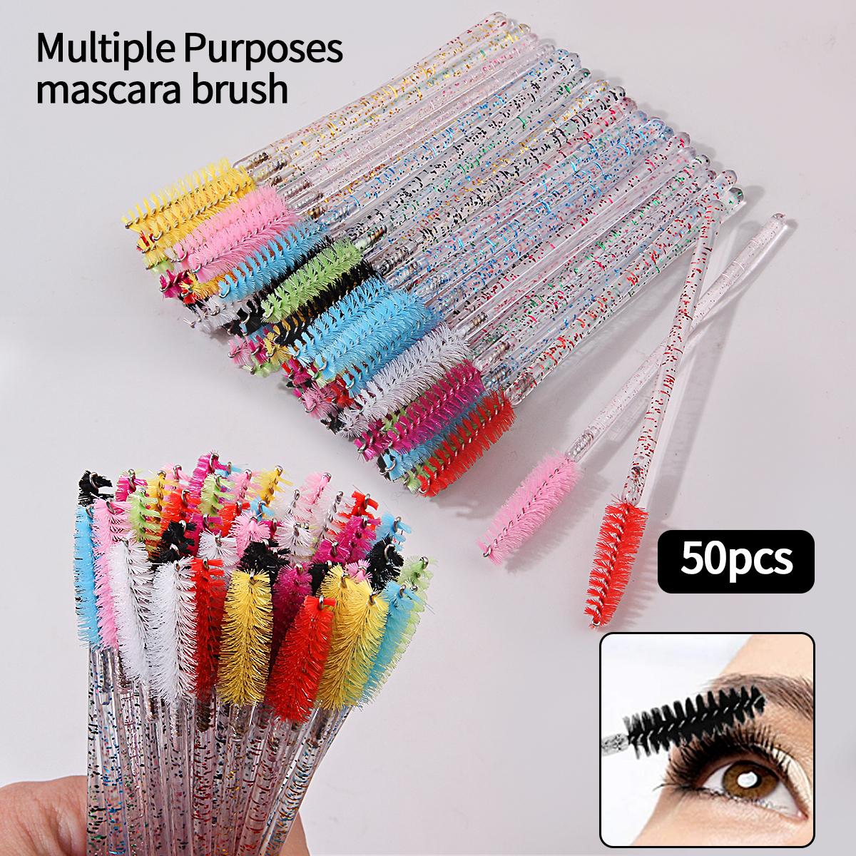 

50 Pcs color mascara brush, professional eye makeup brush, mascara brush, easy to clean, reusable, multi-functional makeup tool Wool Fiber