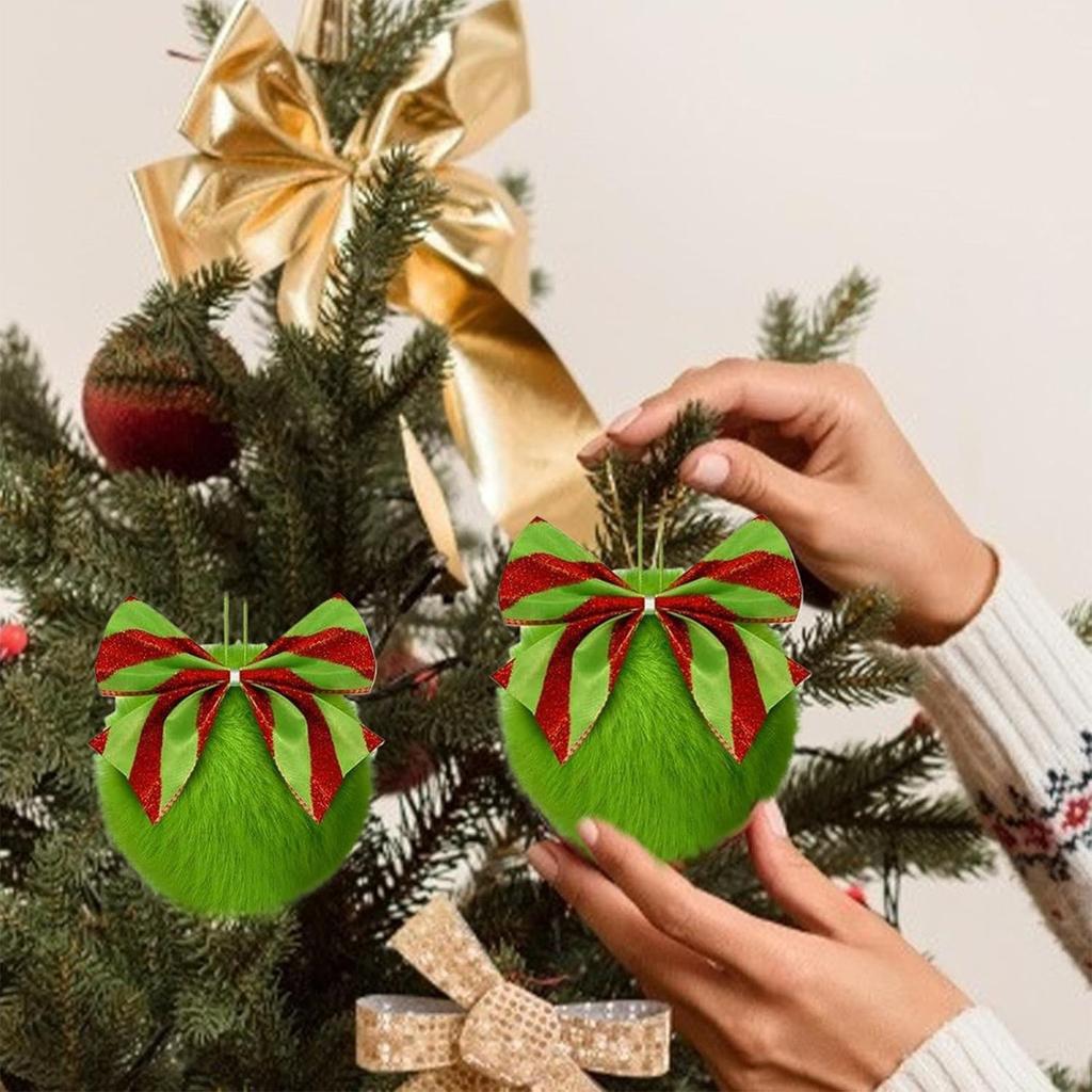 Bowknot Little Plush Ball Christmas Decoration Hanging Plush Ball Festive Atmosphere Display.