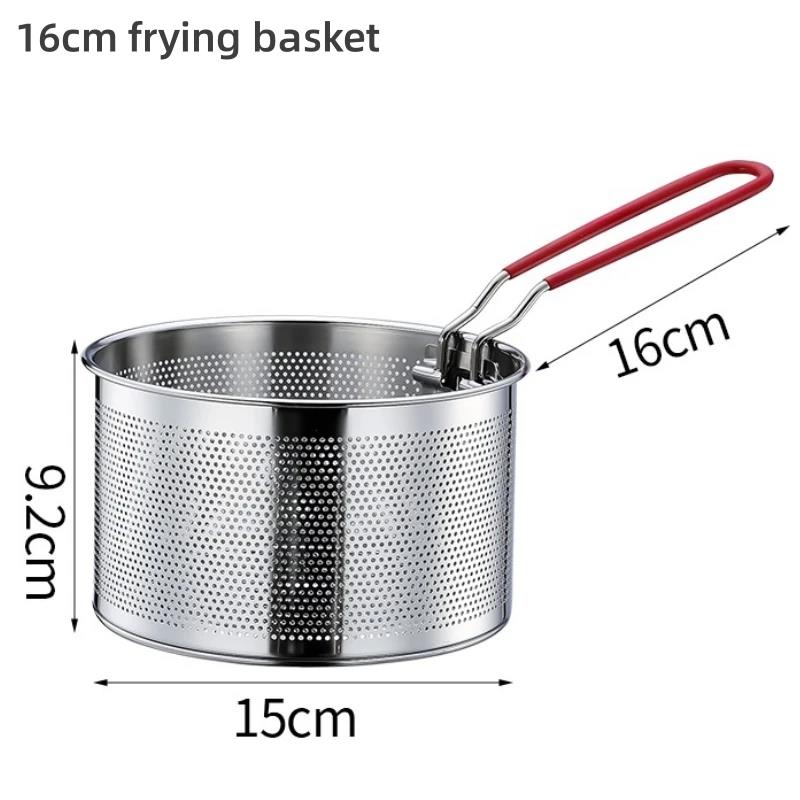 304 Stainless Steel Fried Mesh Kitchen Fry Basket Cooking Basket Fry Pan Oil Pan Strainer Noodle Spoon Colander French Fries6