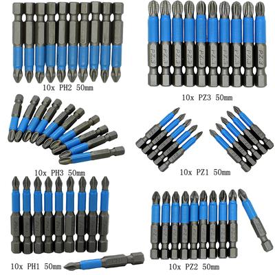 Magnetic Screwdriver Bits Single Head PH1/PH2/PH3/PZ1/PZ2/PZ3 Alloy Steel