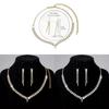 Geometric Alloy Necklace Earrings Set For Wedding With Water Drill Pendants