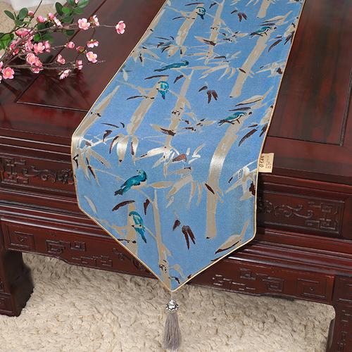 New Chinese Table Flag Modern Minimalist Bed Flag Towel Chinese Style Tea Tablecloth Classic Style Shoe Cabinet Cover Cloth Long Strip Tablecloth