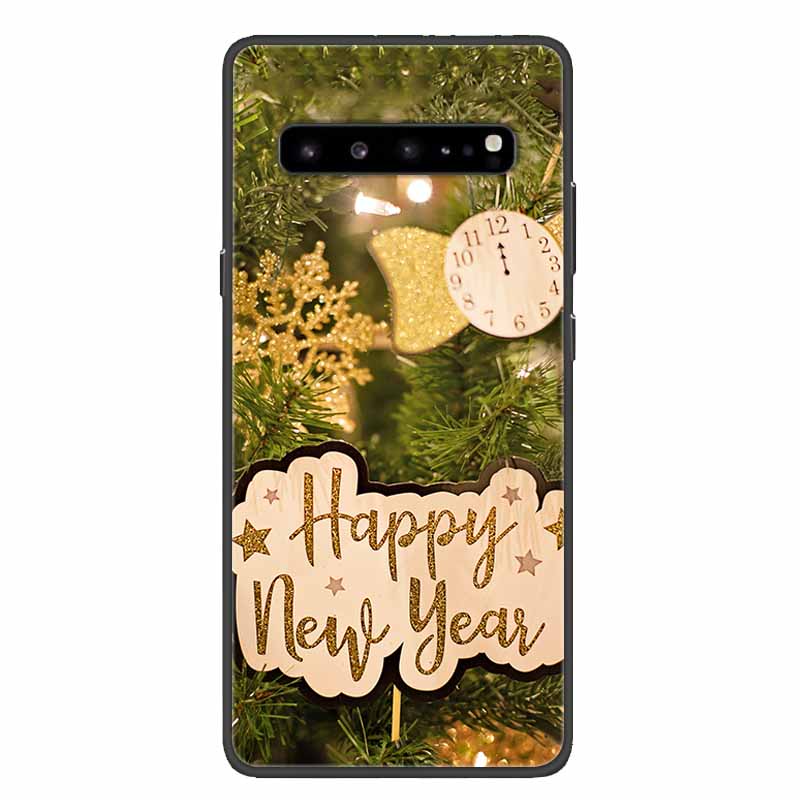 Christmas Phone Cases For Samsung Galaxy S10 /Galaxy S10e /Galaxy S10 Plus Case Black Silicone Soft Santa Claus TPU Bumper Funda