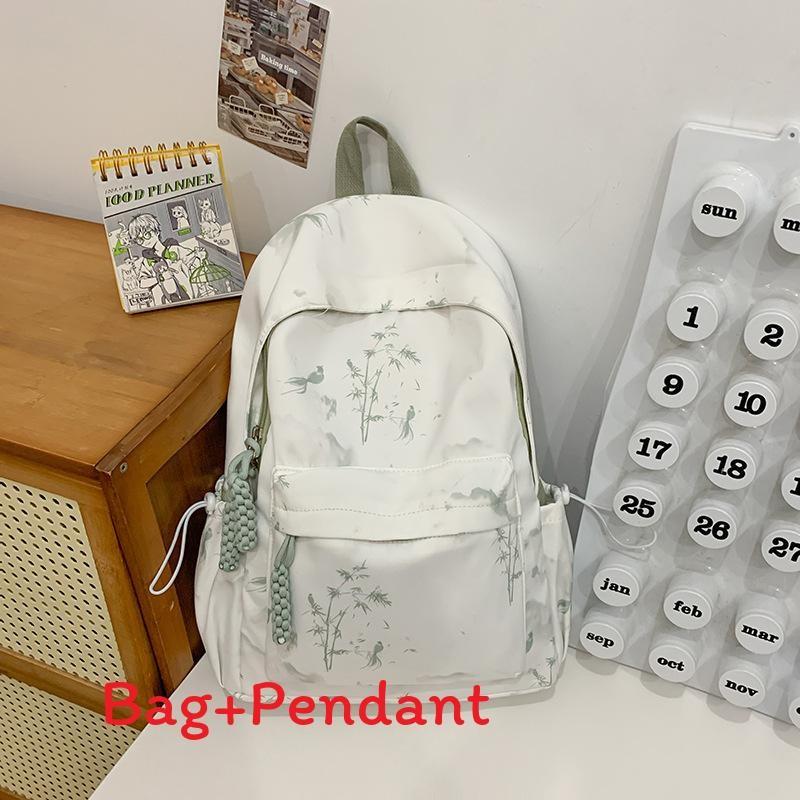 

Chinese Style Bamboo Printed Backpack With Nylon Material For Middle School Students S зелений