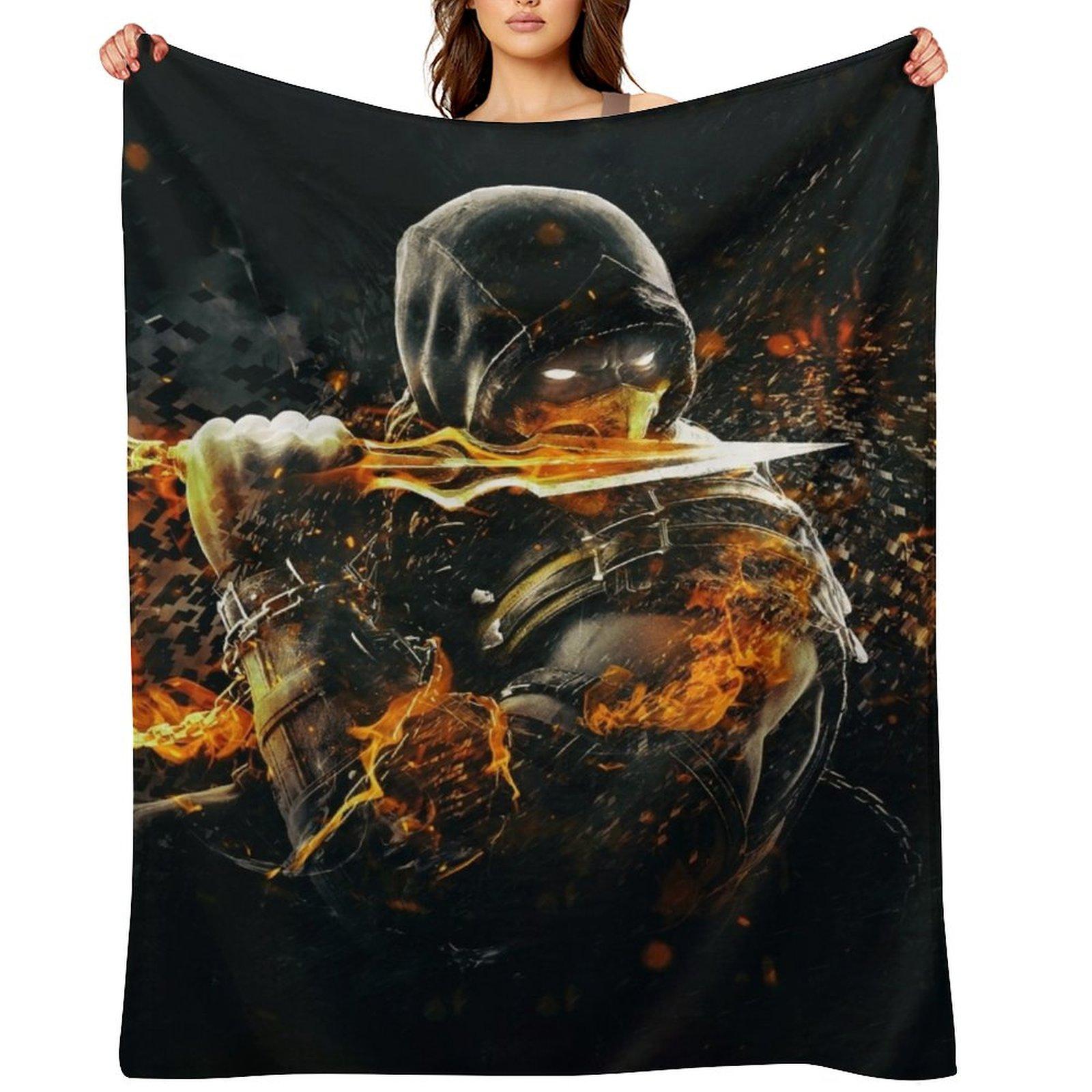 

Mortal Kombat X Scorpion on Fire Throw Blanket Bed covers Decoratives Travel Luxury Brand Blankets 30x40in