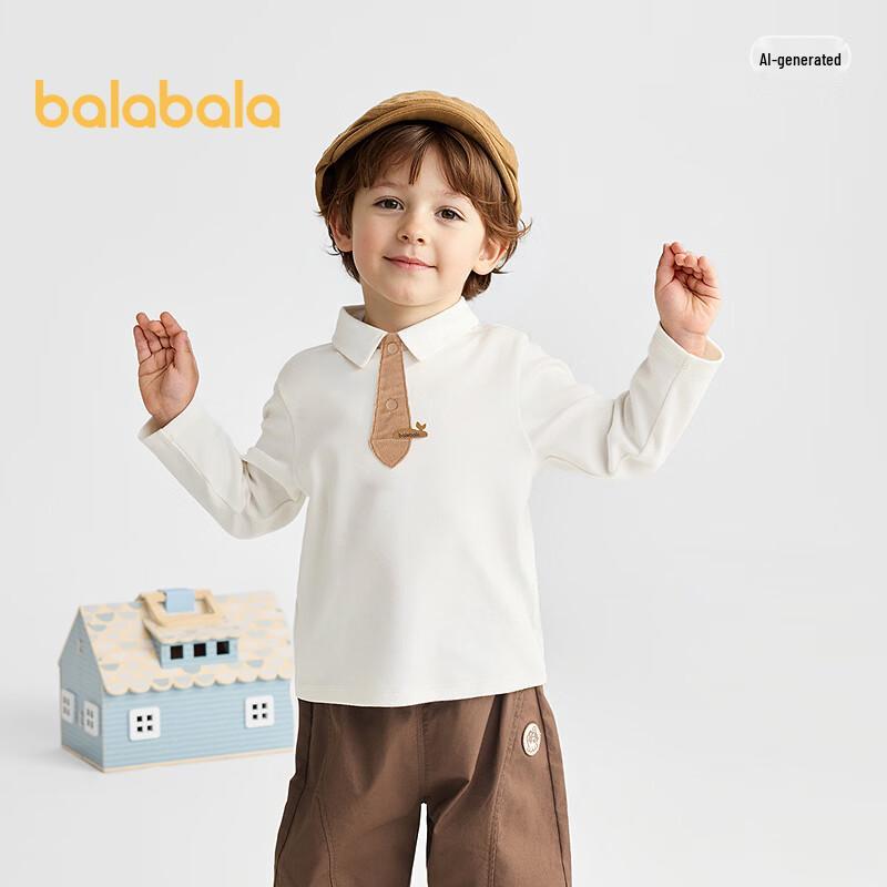 Balabala Boys Long Sleeve T-Shirt with Tie Placket 120