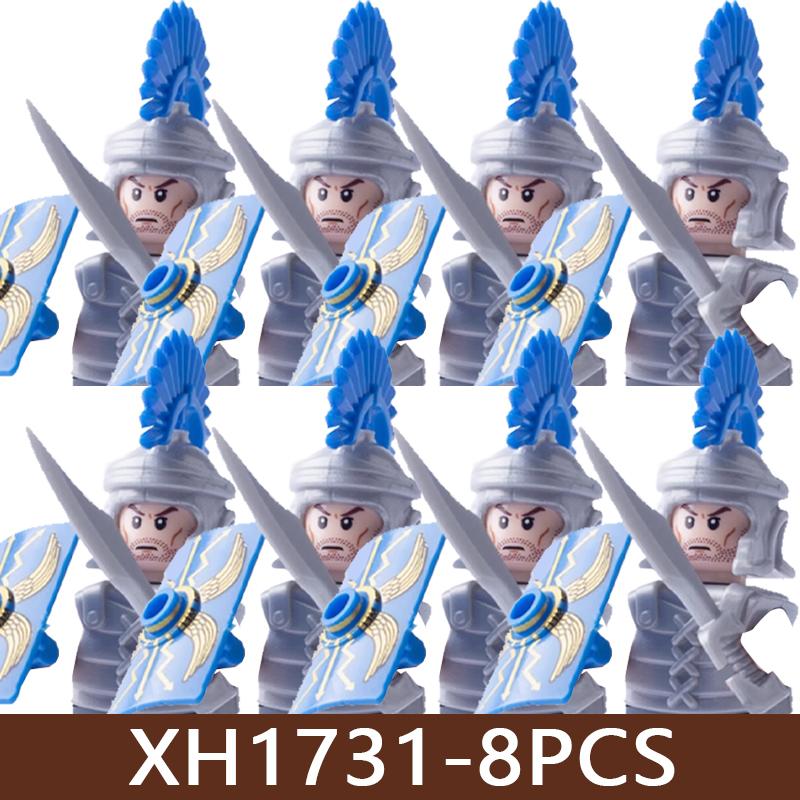 8 Pezzi Figure di Soldati di Castello Medievale Blocchi da Costruzione Militare Romano Teutonico Cavaliere Ospitaliere Templare Guerriero Fanteria Mattoncini Giocattolo Regalo
