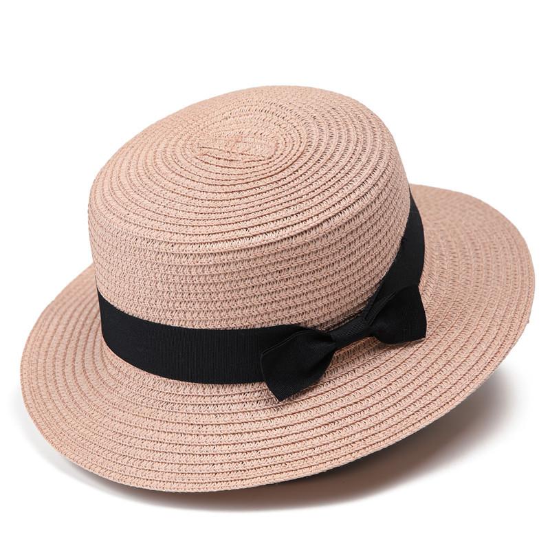 Parent-child straw hat women's summer British retro flat top small fresh top hat sunshade sunscreen beach hat travel tide
