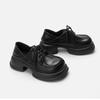 Small Leather Shoes Women's New Thick-heeled Black British Retro Lace-up Loafers Preppy Style Thick-soled Women's Shoes