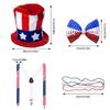 Amerikanische Flaggen Thema Onkel Patriotisches Outfit Zubehör Onkel Patriotisches Verkleidungs Kostüm Beinhaltet Hut Fliege Hosenträger